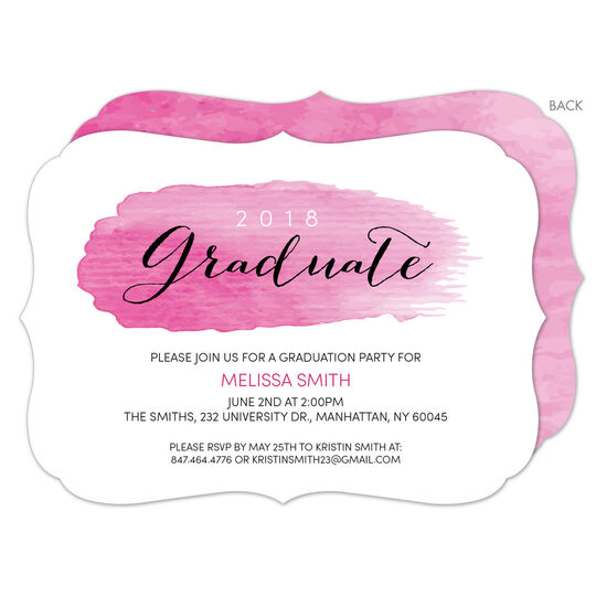Pink Graduate Swash Graduation Invitations